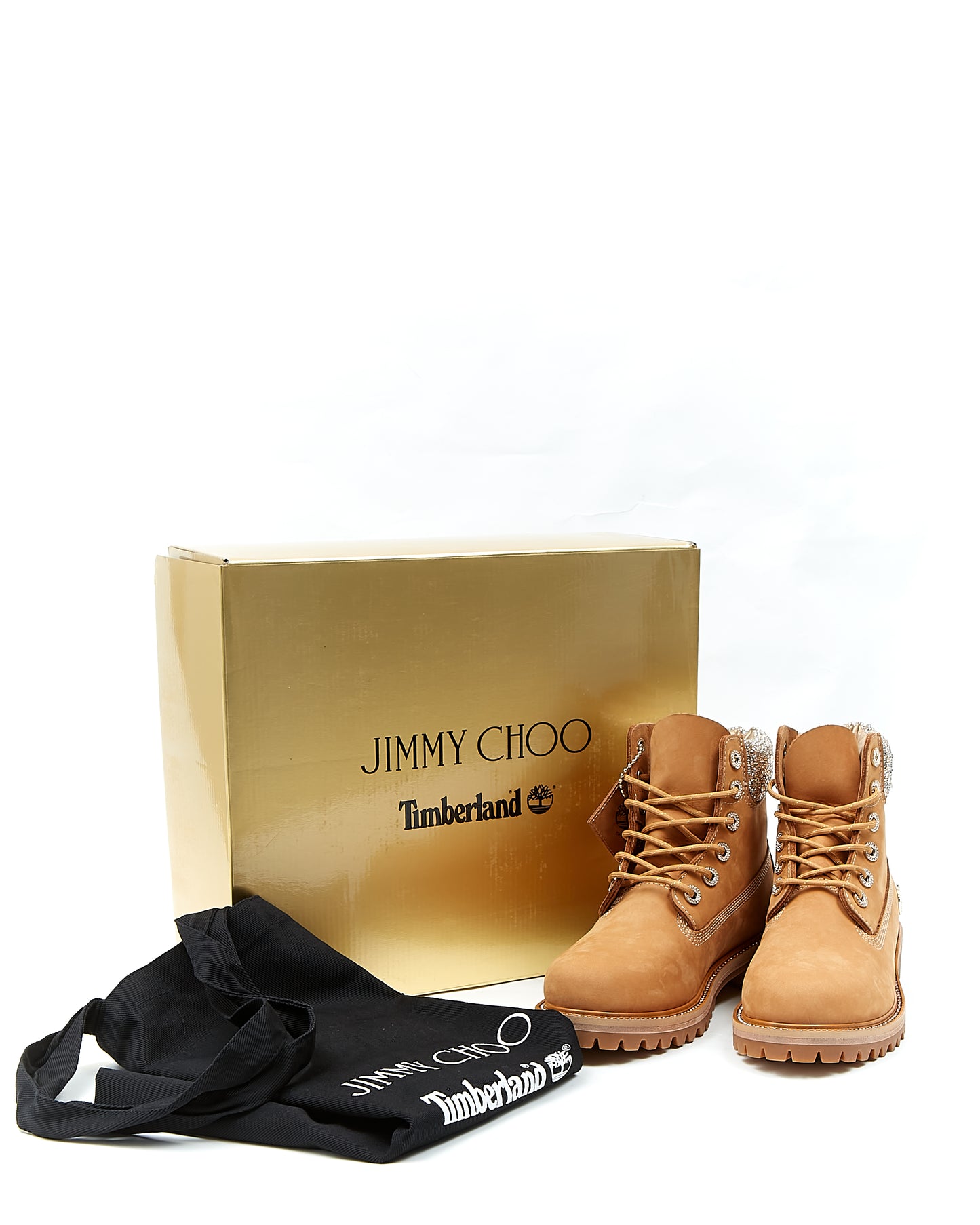 Jimmy Choo x Timberland Suede Crystal Embellished Combat Boots - 37.5