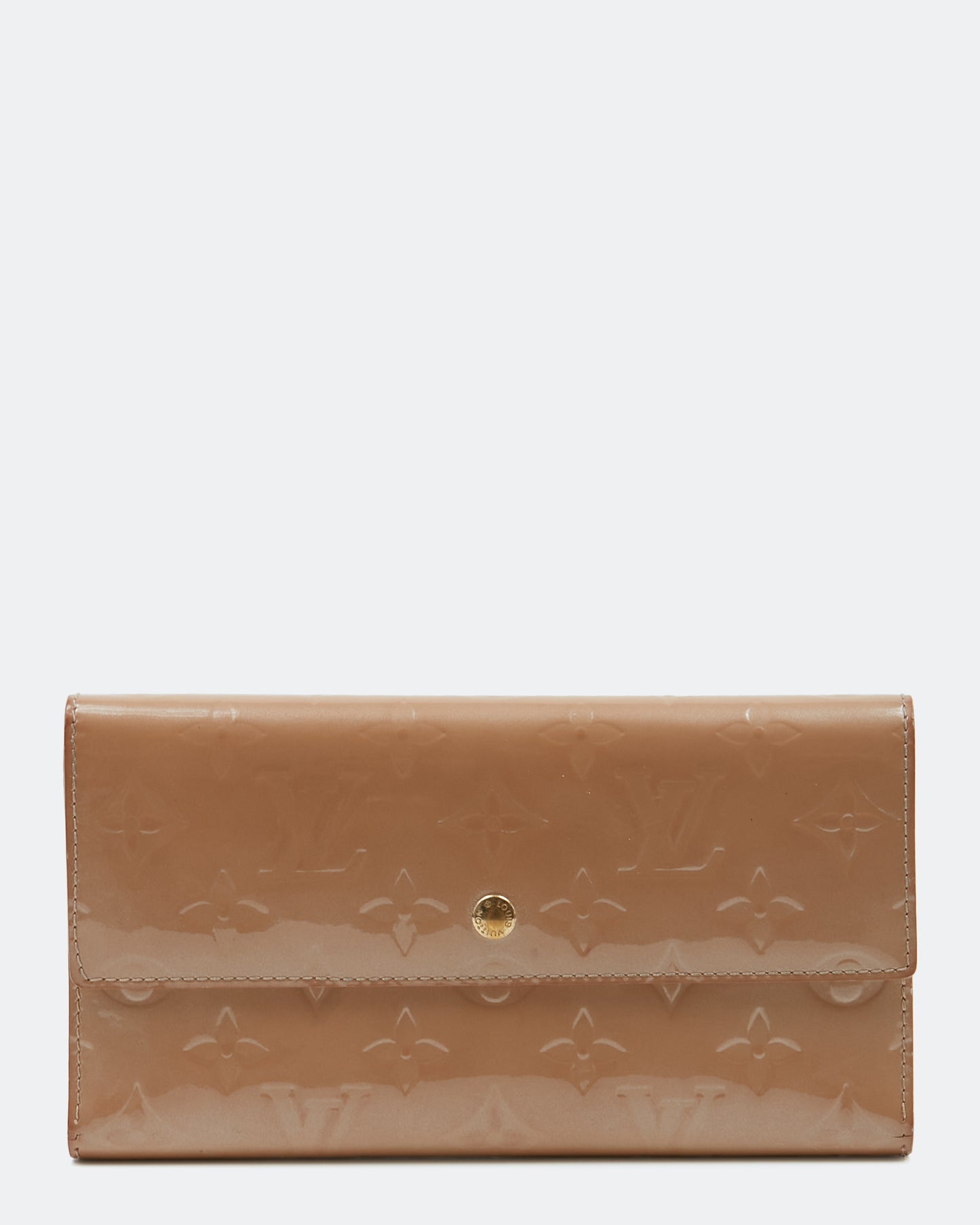 Louis Vuitton Beige Vernis Monogram Patent Leather Flap Wallet