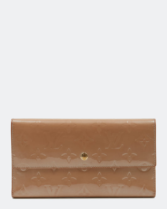 Louis Vuitton Beige Vernis Monogram Patent Leather Flap Wallet