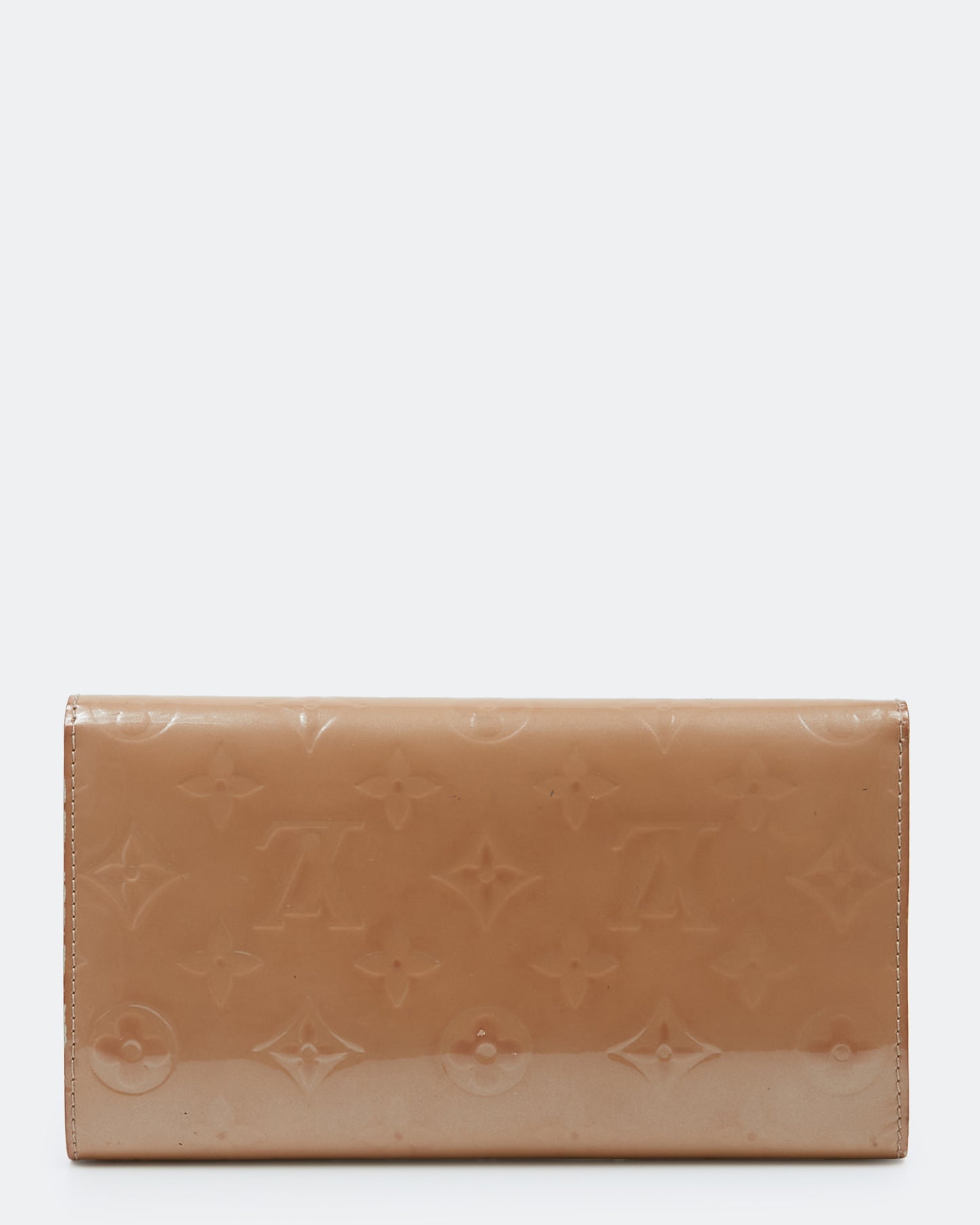 Louis Vuitton Beige Vernis Monogram Patent Leather Flap Wallet