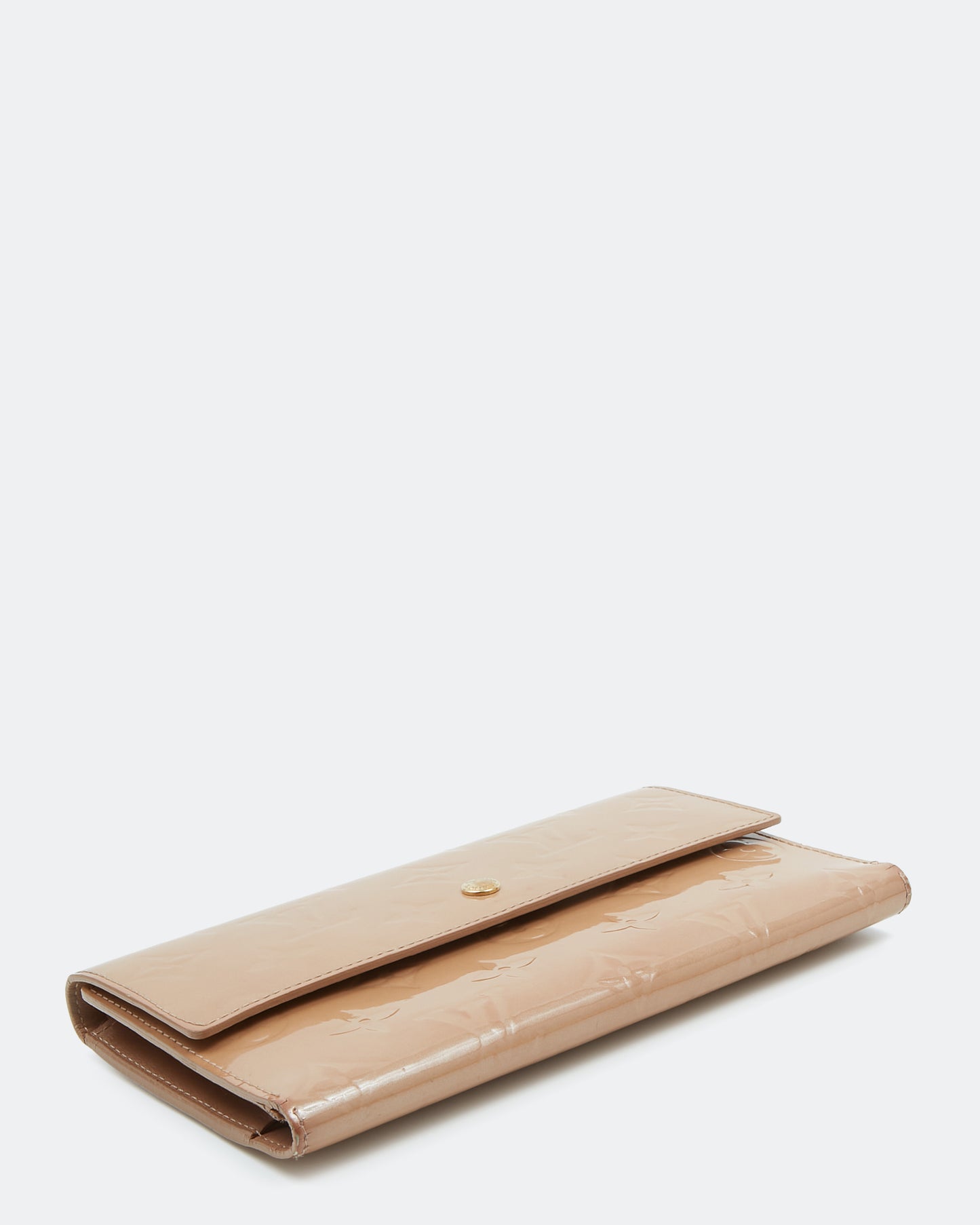 Louis Vuitton Beige Vernis Monogram Patent Leather Flap Wallet