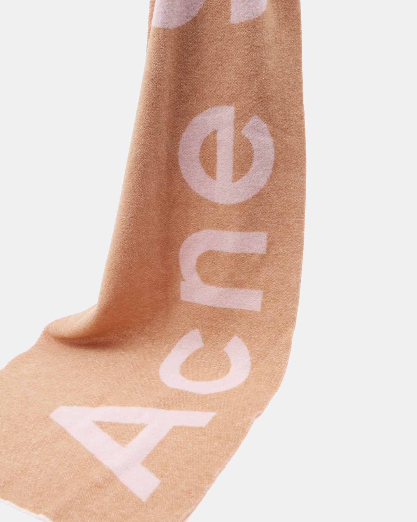 Acne Studio Pink/Tan Wool Printed Logo Scarf