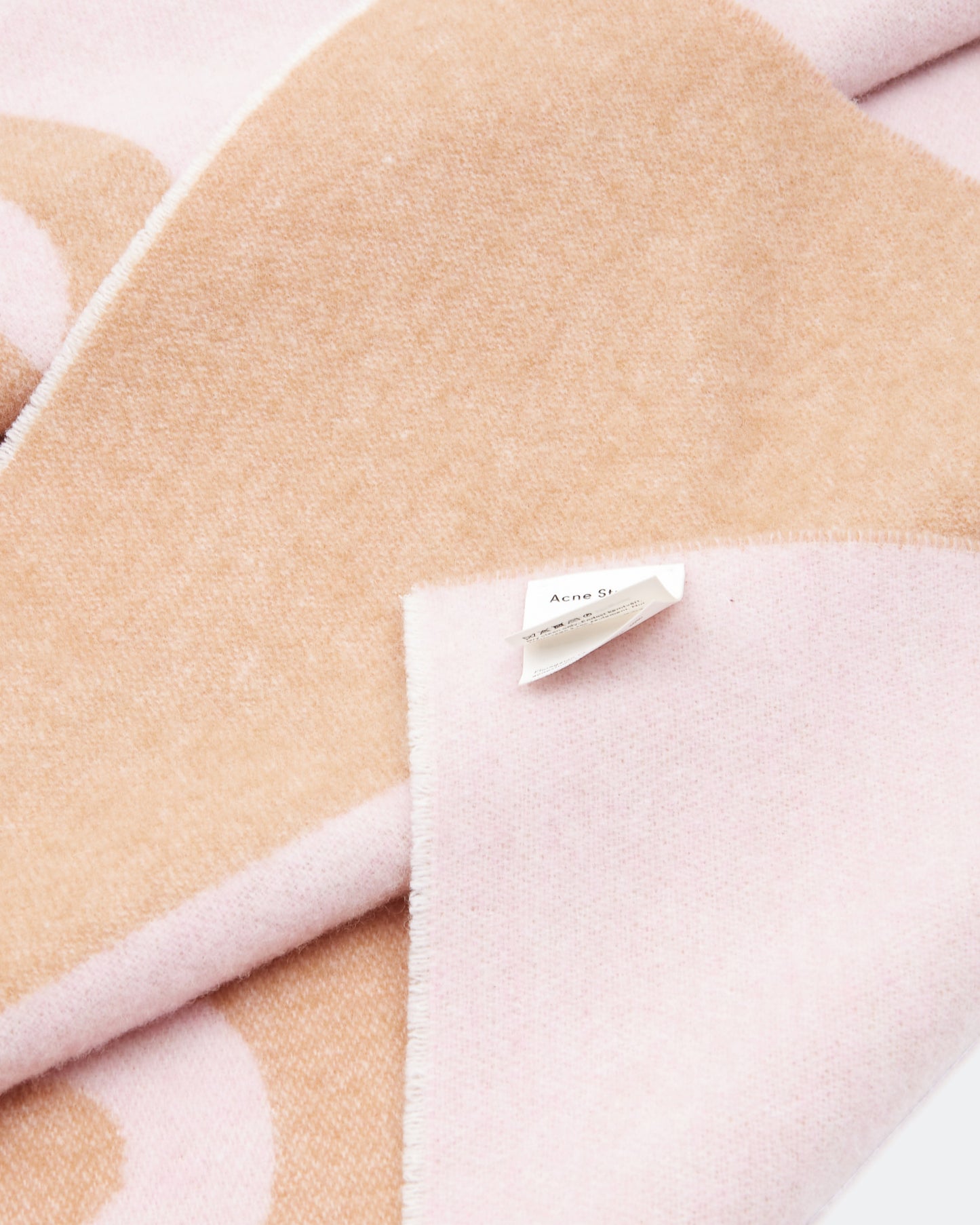 Acne Studio Pink/Tan Wool Printed Logo Scarf