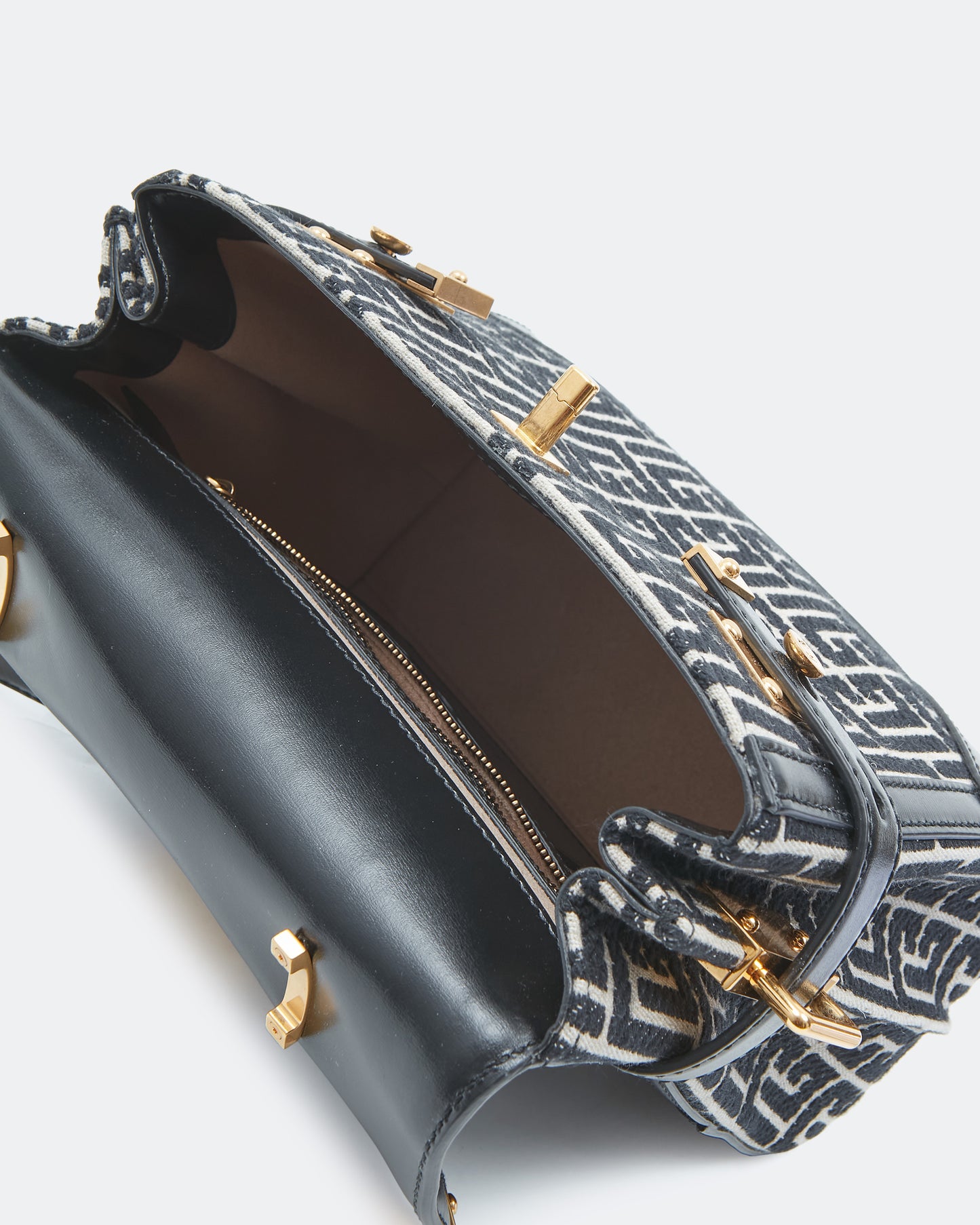Balmain Black B-Buzz 23 Leather-Trimmed Jacquard Shoulder Bag