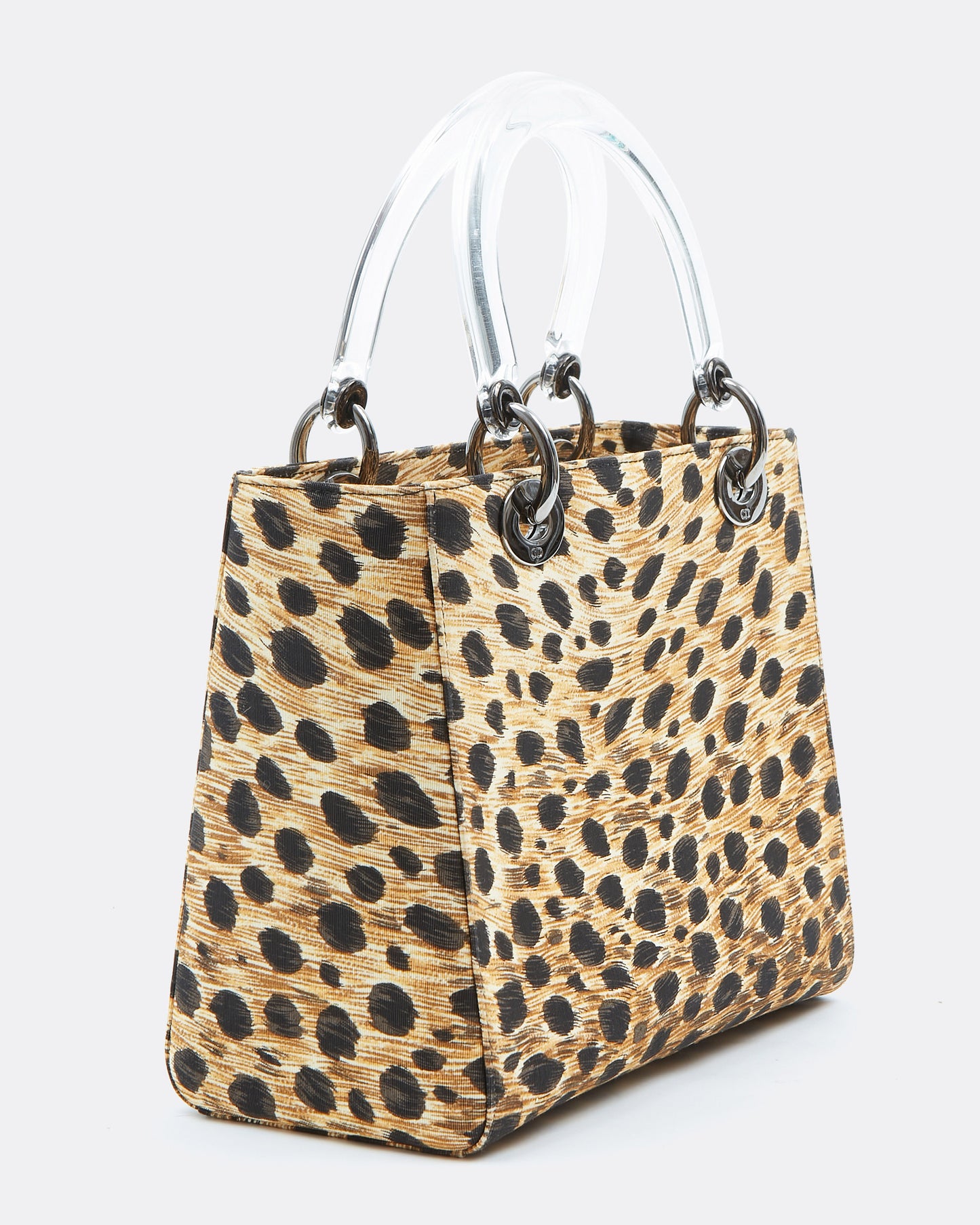 Dior Cheetah Print Canvas Medium Lady Dior Top Handle Bag