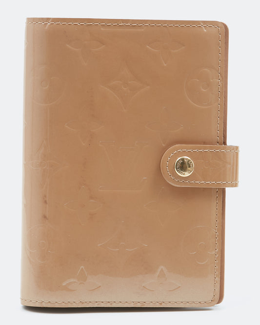 Louis Vuitton Beige Vernis Monogram Patent Leather Small Agenda Cover