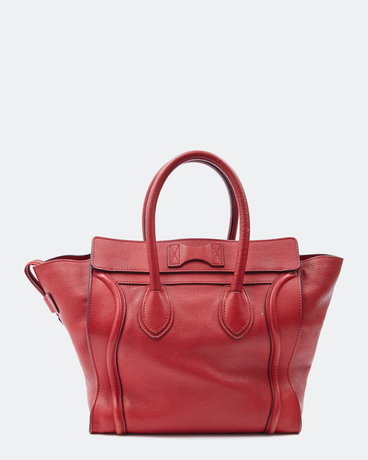 Celine Red Leather Micro Luggage Tote Bag
