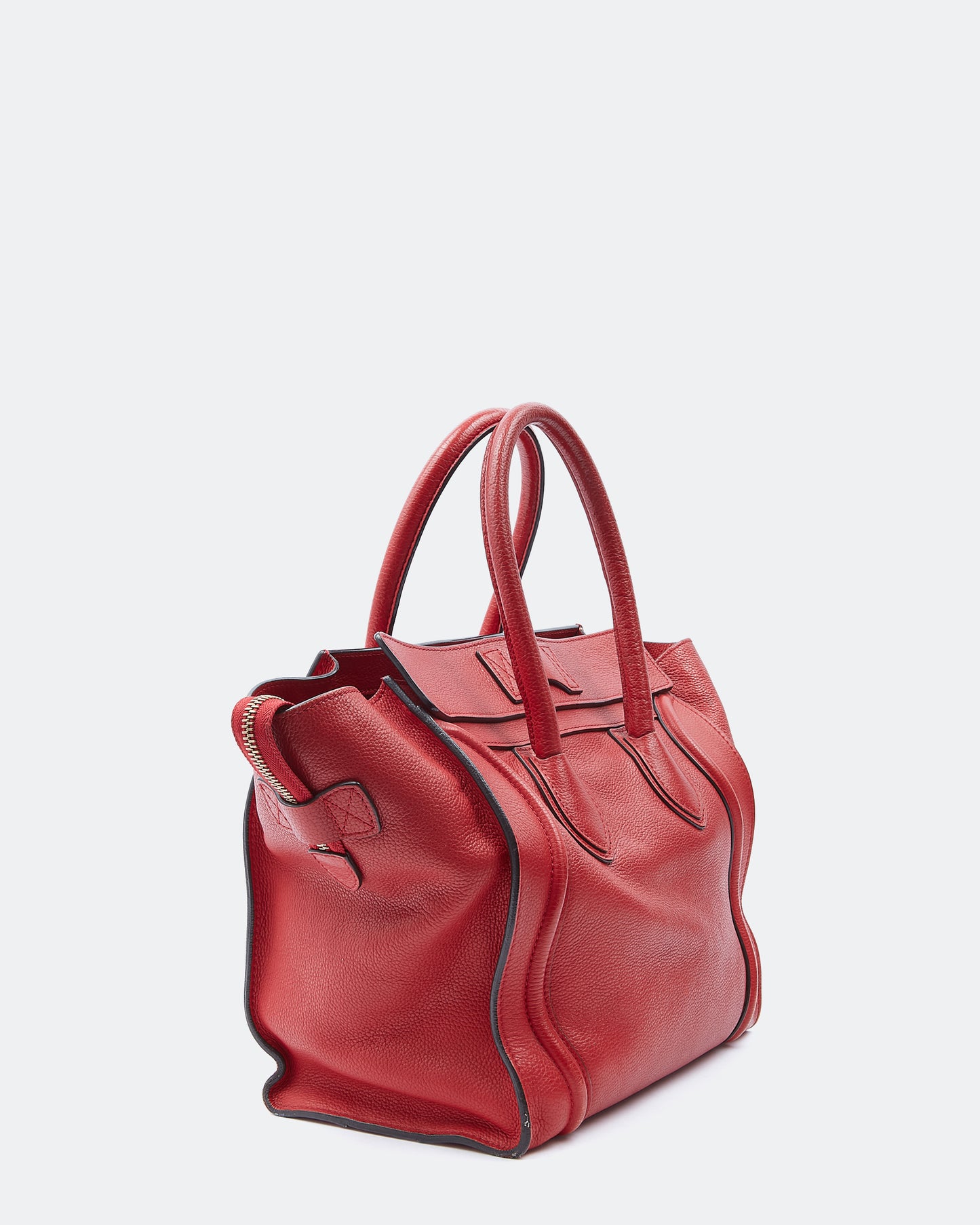 Celine Red Leather Micro Luggage Tote Bag