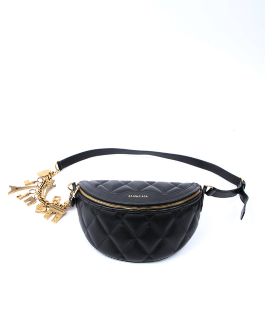 Balenciaga Black Quilted Souvenir XS Bum Bag