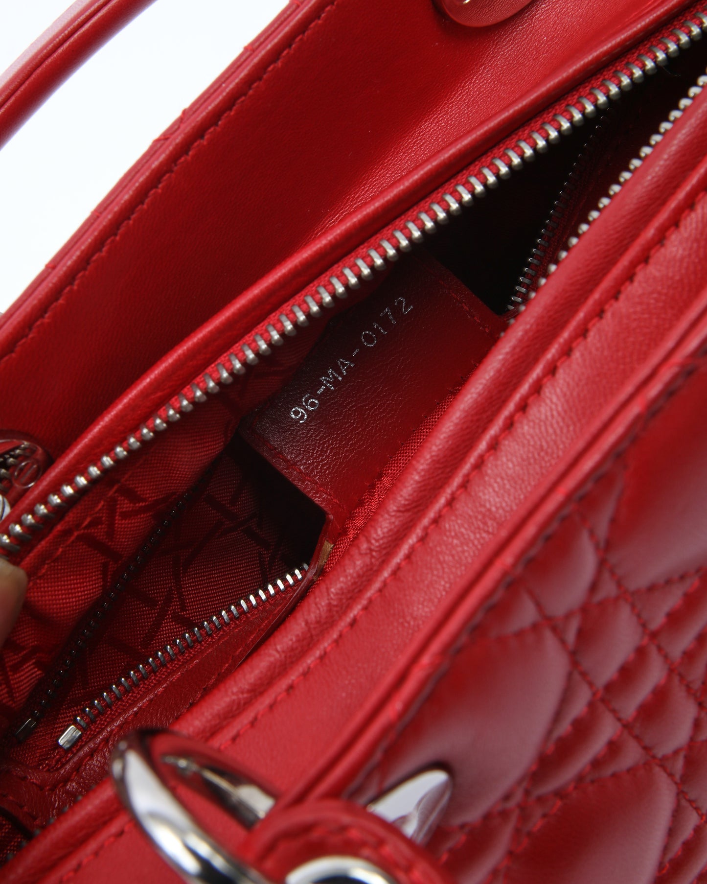 Dior Red Leather Cannage Medium Lady Dior Bag
