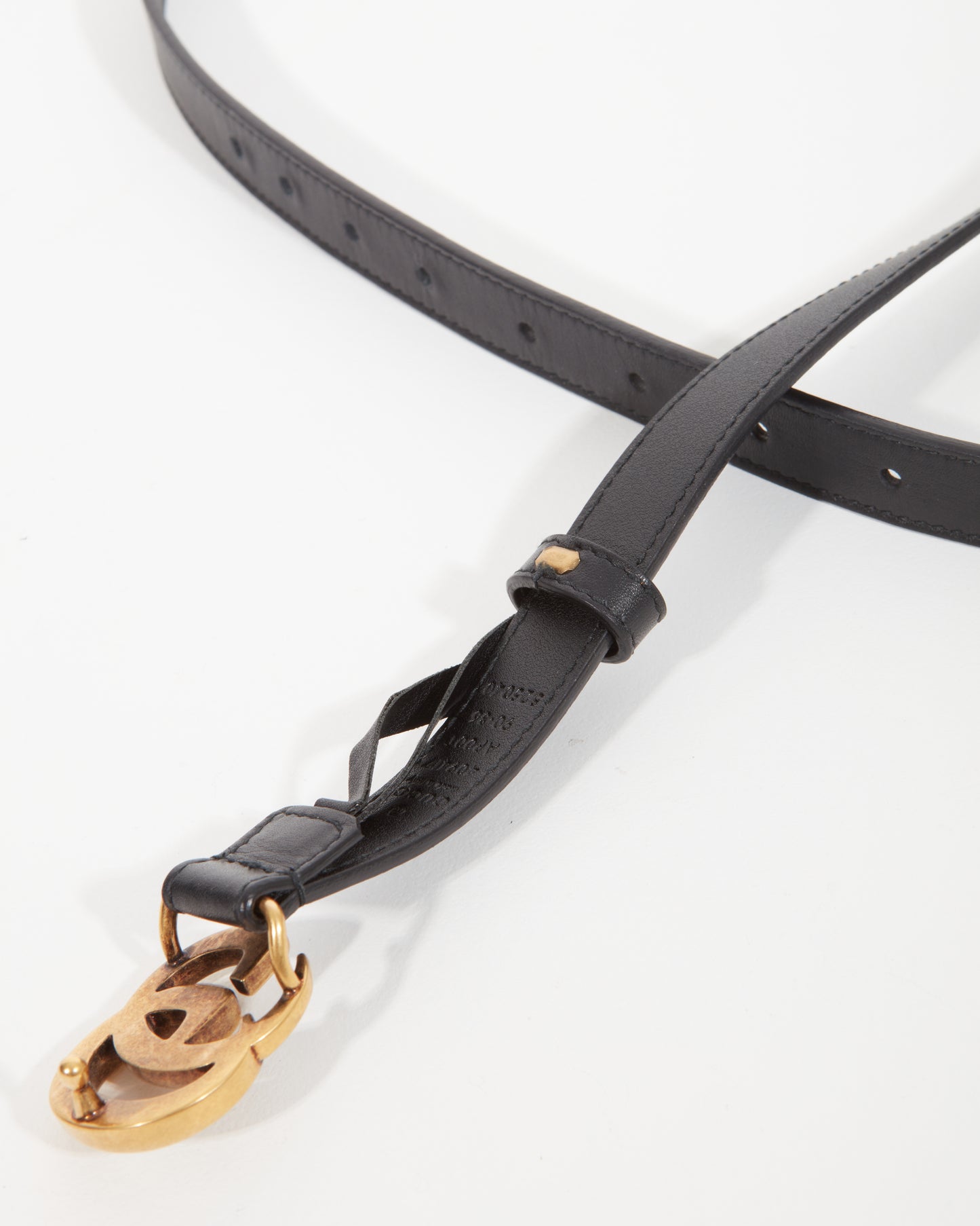 Gucci Black Leather GG Marmont Mini Belt - 90/36