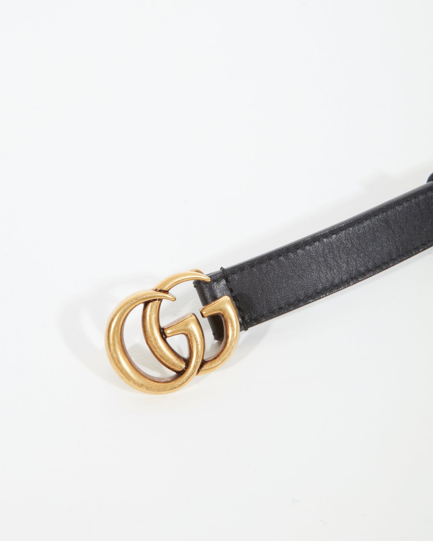 Gucci Black Leather GG Marmont Mini Belt - 90/36