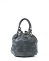 Balenciaga Black Crinkled Leather PomPom Bucket Bag