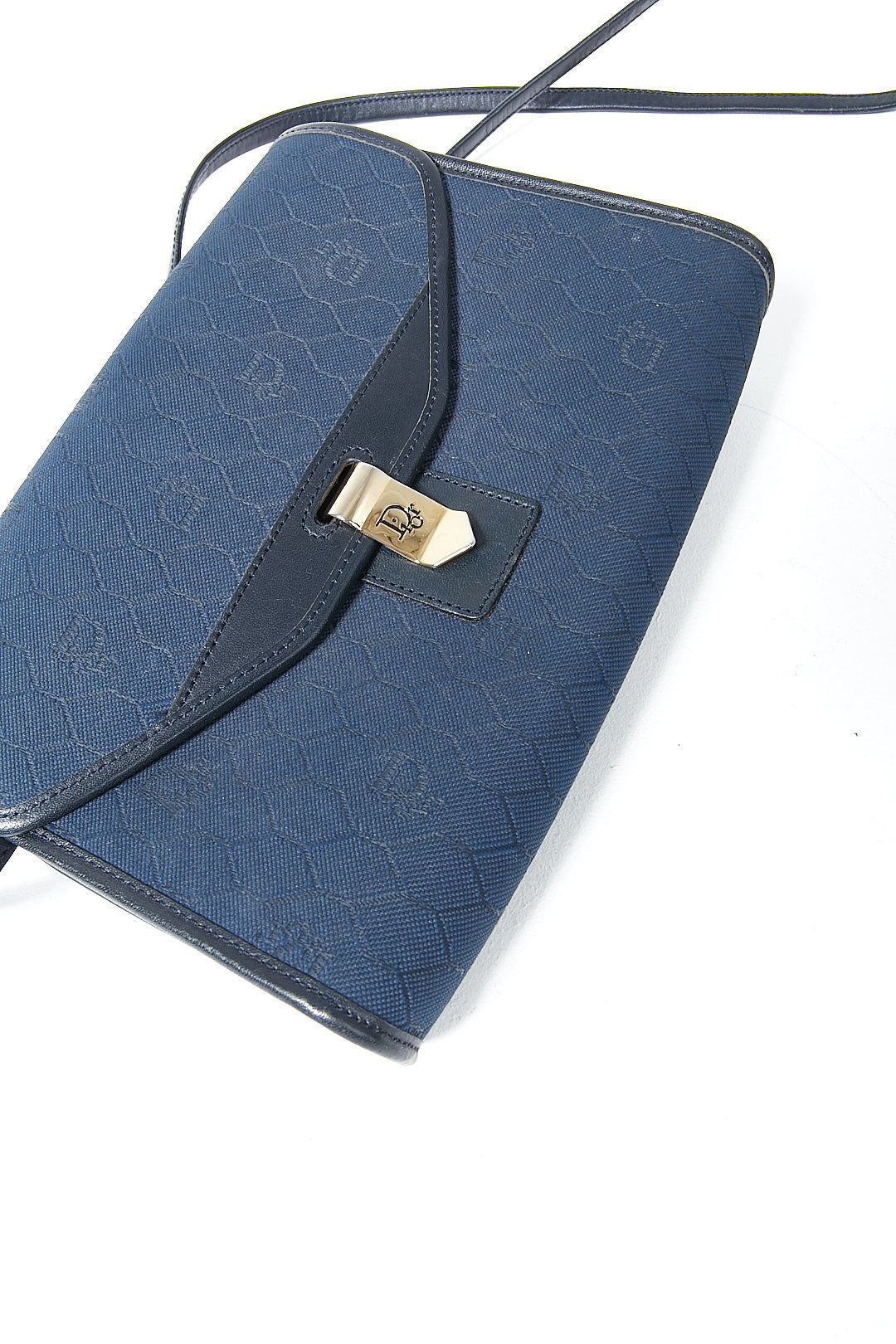 Dior Navy Vintage Canvas Honeycomb Crossbody Bag