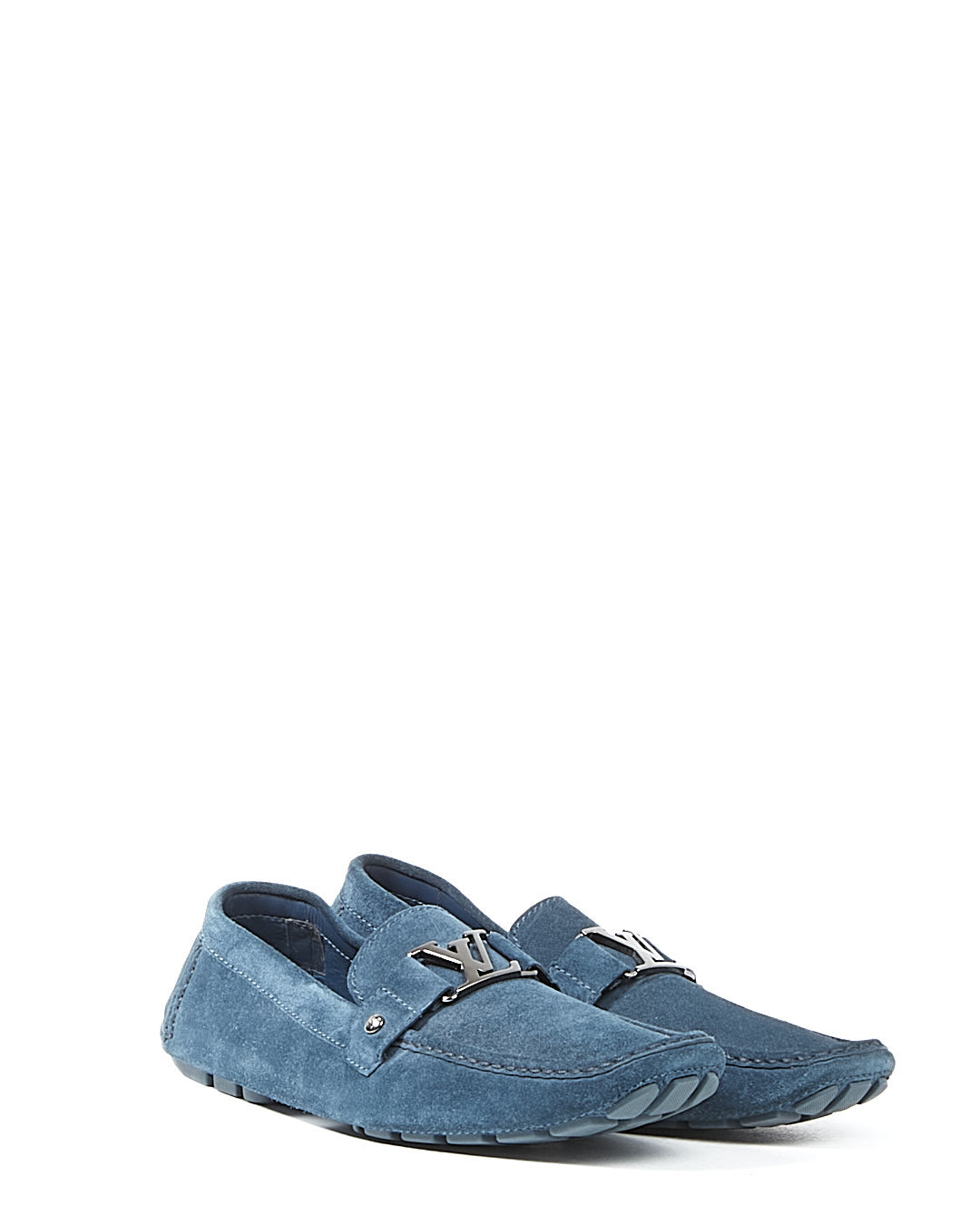 Louis Vuitton Blue Suede LV Logo Loafers - 12