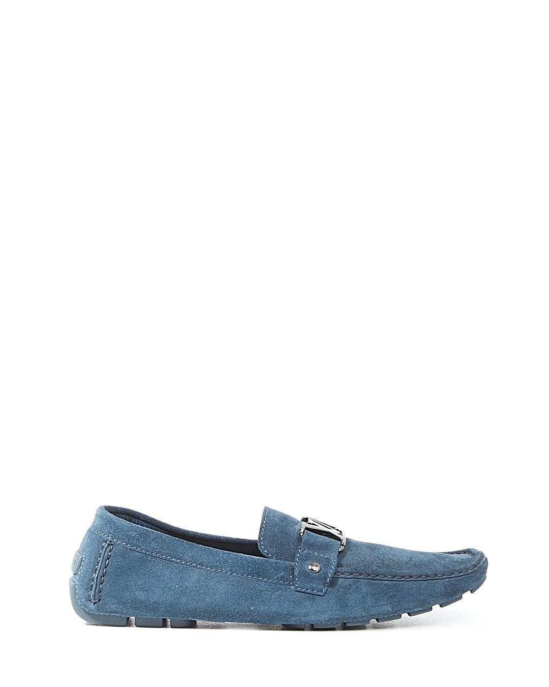 Louis Vuitton Blue Suede LV Logo Loafers - 12