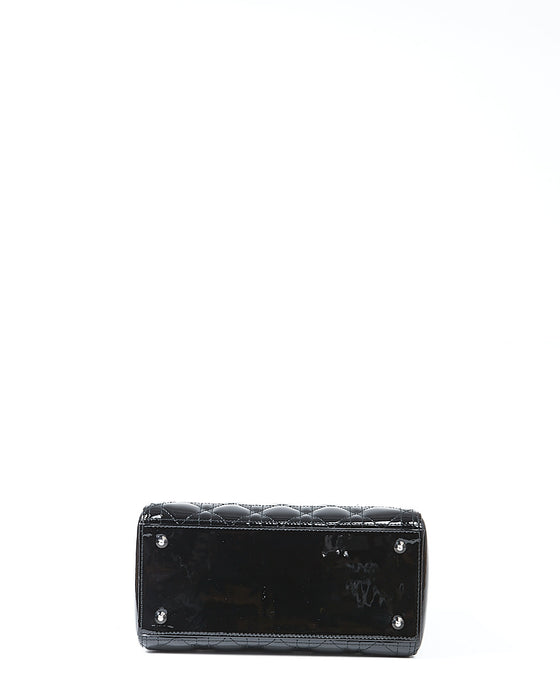 Dior Black Patent Leather Cannage Medium Lady Dior Bag
