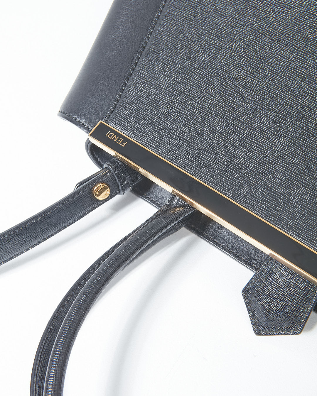 Fendi Black Leather Medium 2Jours Elite Tote Bag
