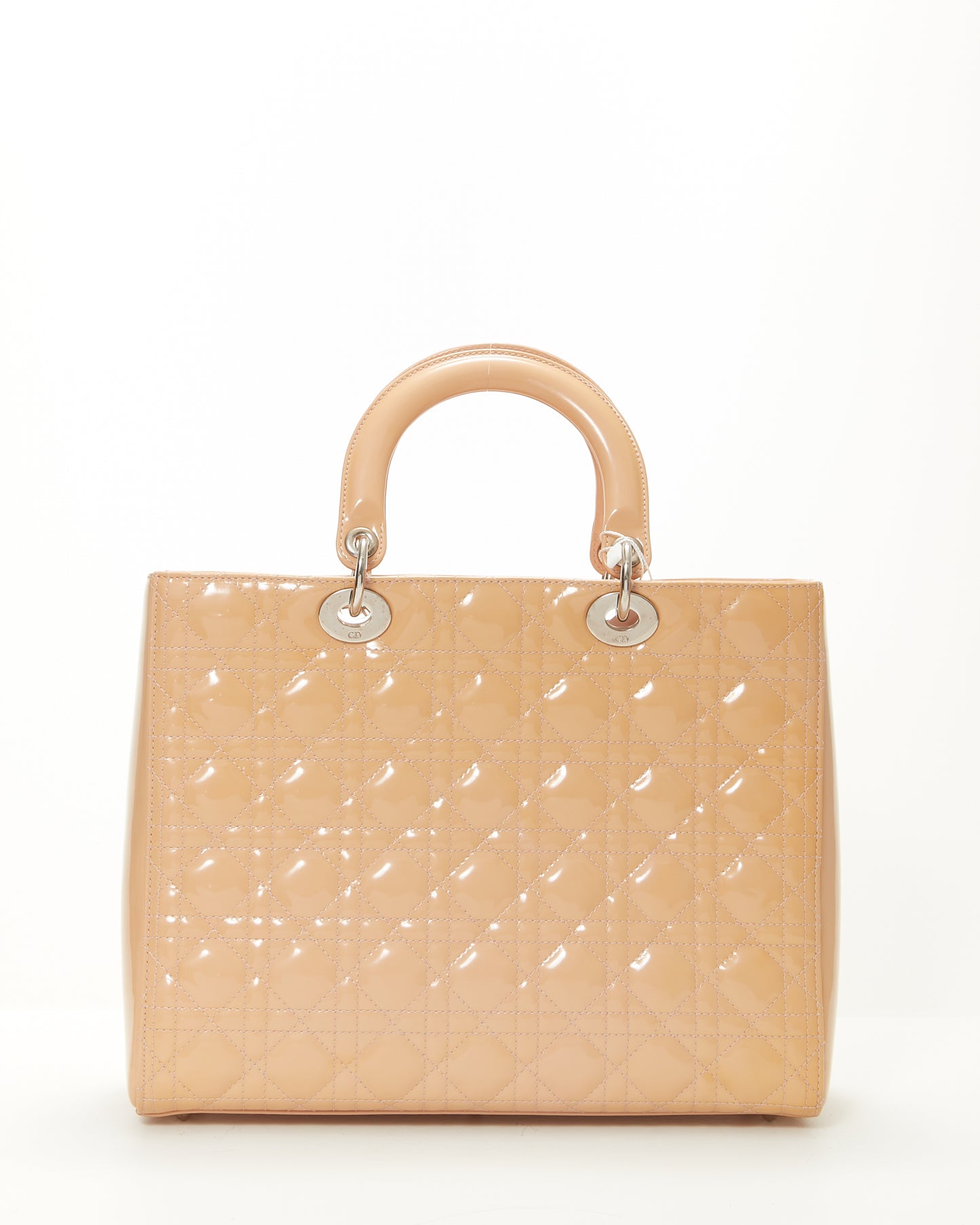 Dior Beige Patent Cannage Large Lady Dior Tote