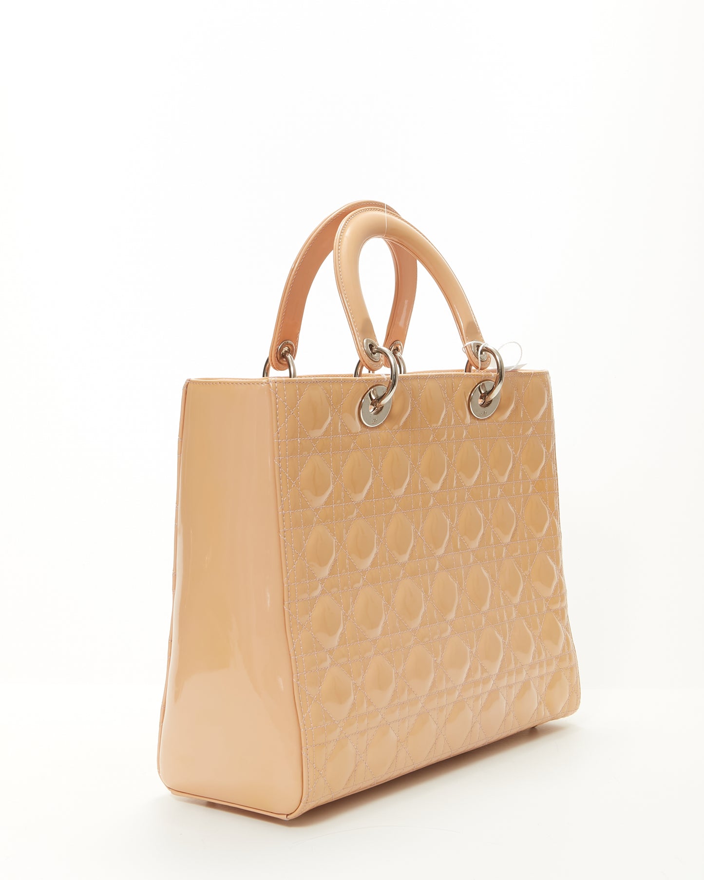 Dior Beige Patent Cannage Large Lady Dior Tote