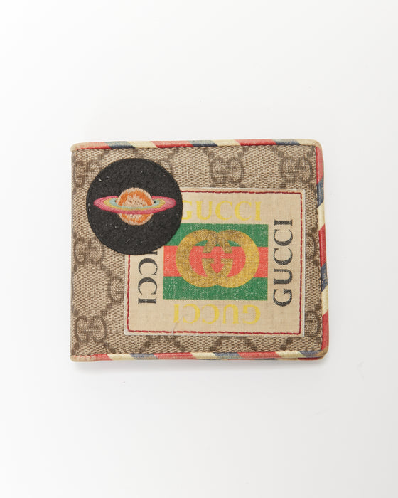 Gucci Brown Canvas GG Supreme UFO Patchwork BiFold Wallet