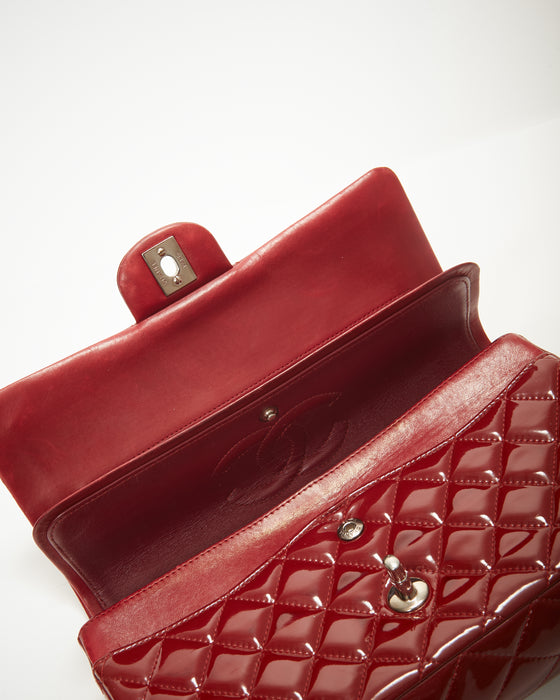 Chanel Red Patent Leather Classic Small Double Flap Bag