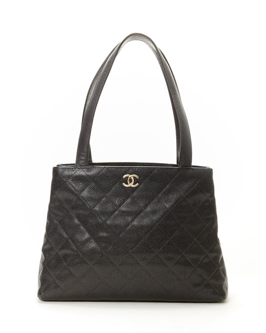 Chanel Black Vintage Caviar Quilted Tote Bag