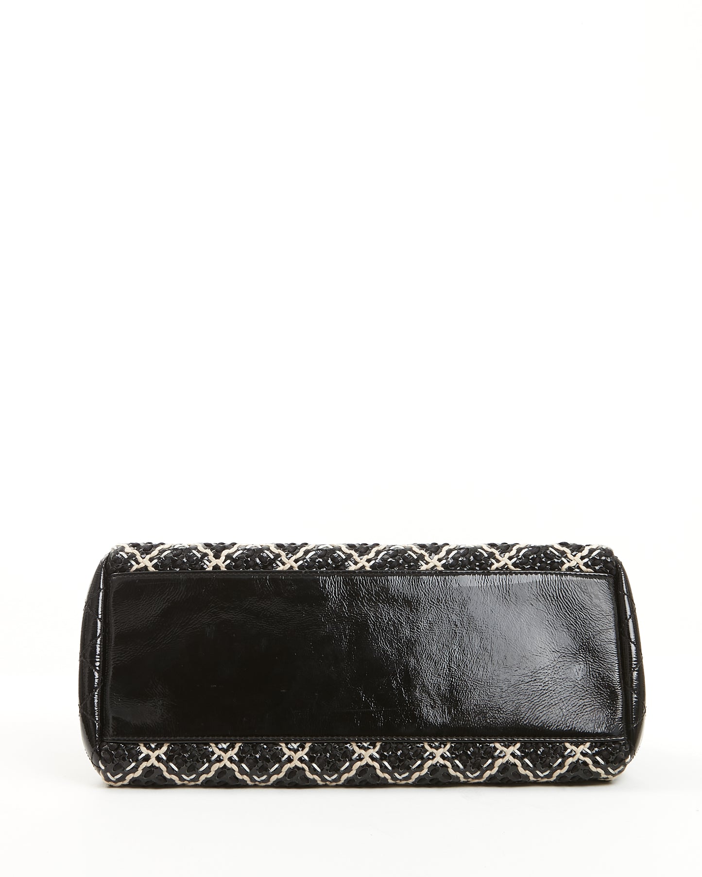 Chanel Black/White Tweed Patent Leather Bowling Shoulder Bag