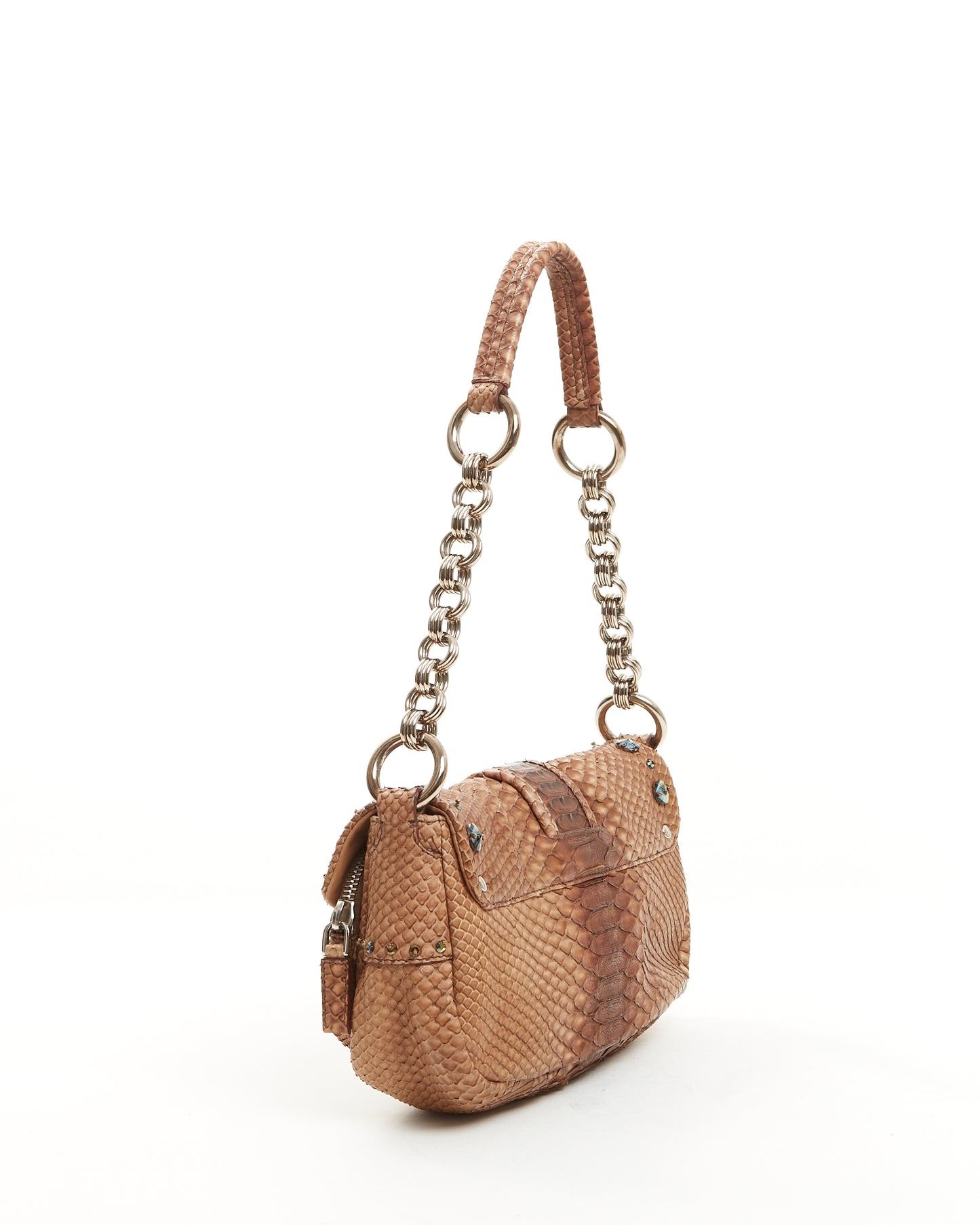 Prada Brown Python Belt Accent Shoulder Bag