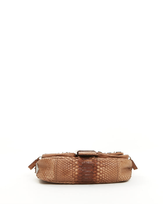 Prada Brown Python Belt Accent Shoulder Bag