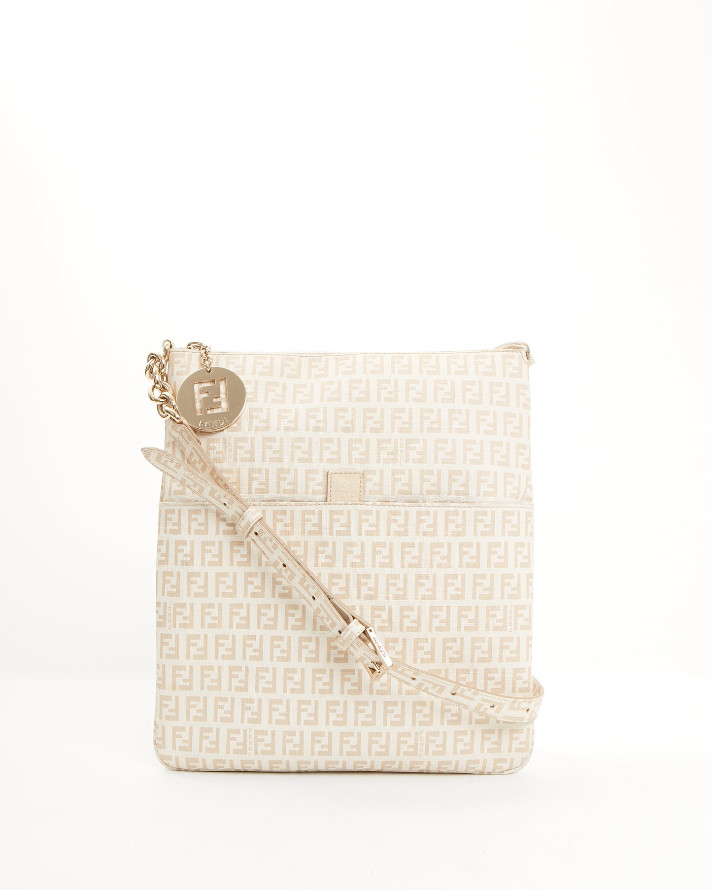 Fendi Beige Coated Canvas Zucchino Crossbody Bag