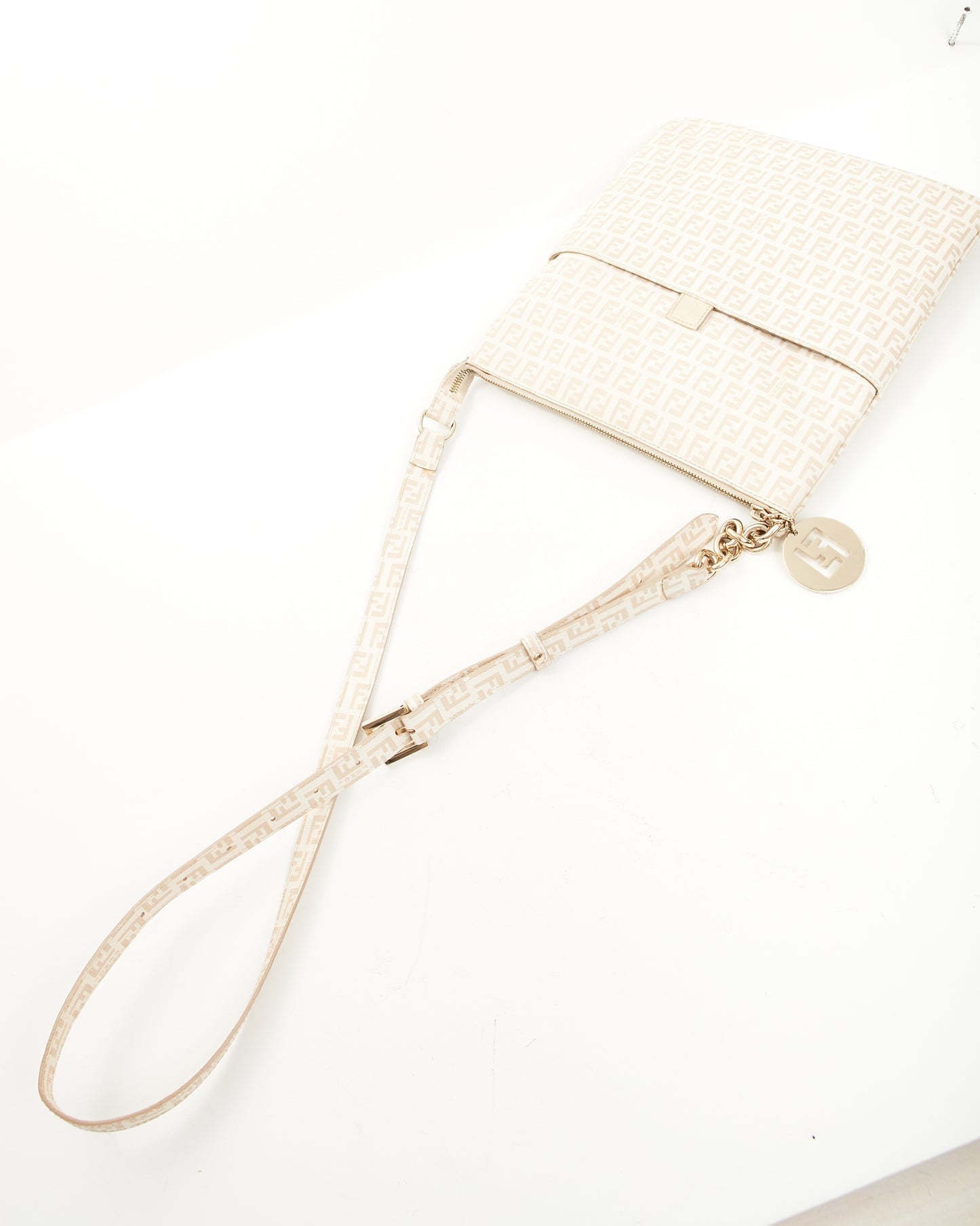 Fendi Beige Coated Canvas Zucchino Crossbody Bag