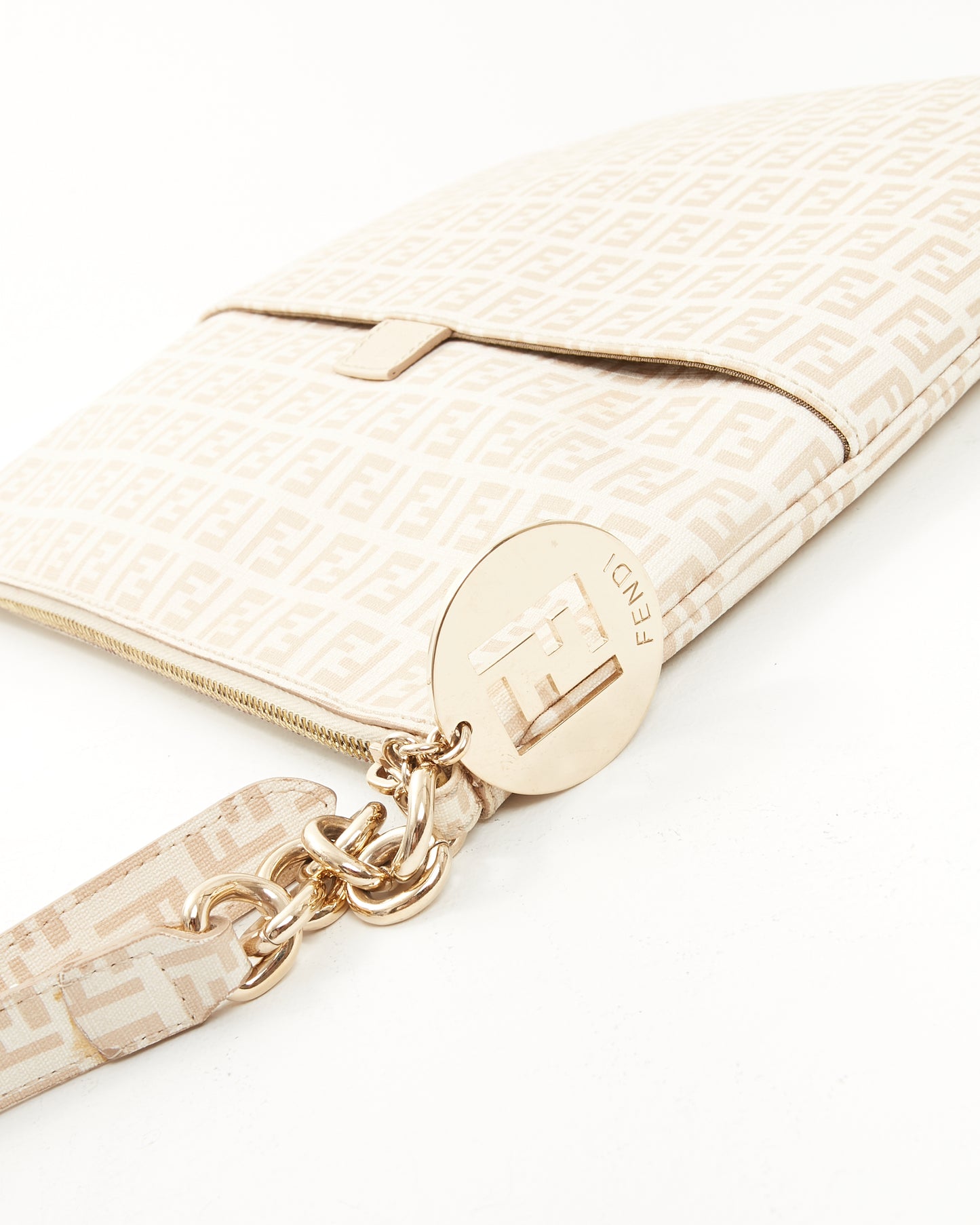 Fendi Beige Coated Canvas Zucchino Crossbody Bag