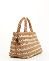 Prada Beige/White Woven Straw Tote Beach Bag
