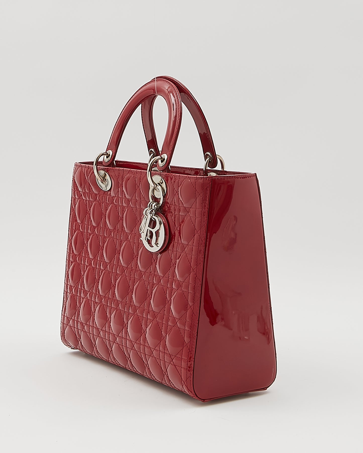 Grand sac Lady Dior Cannage verni rouge Dior