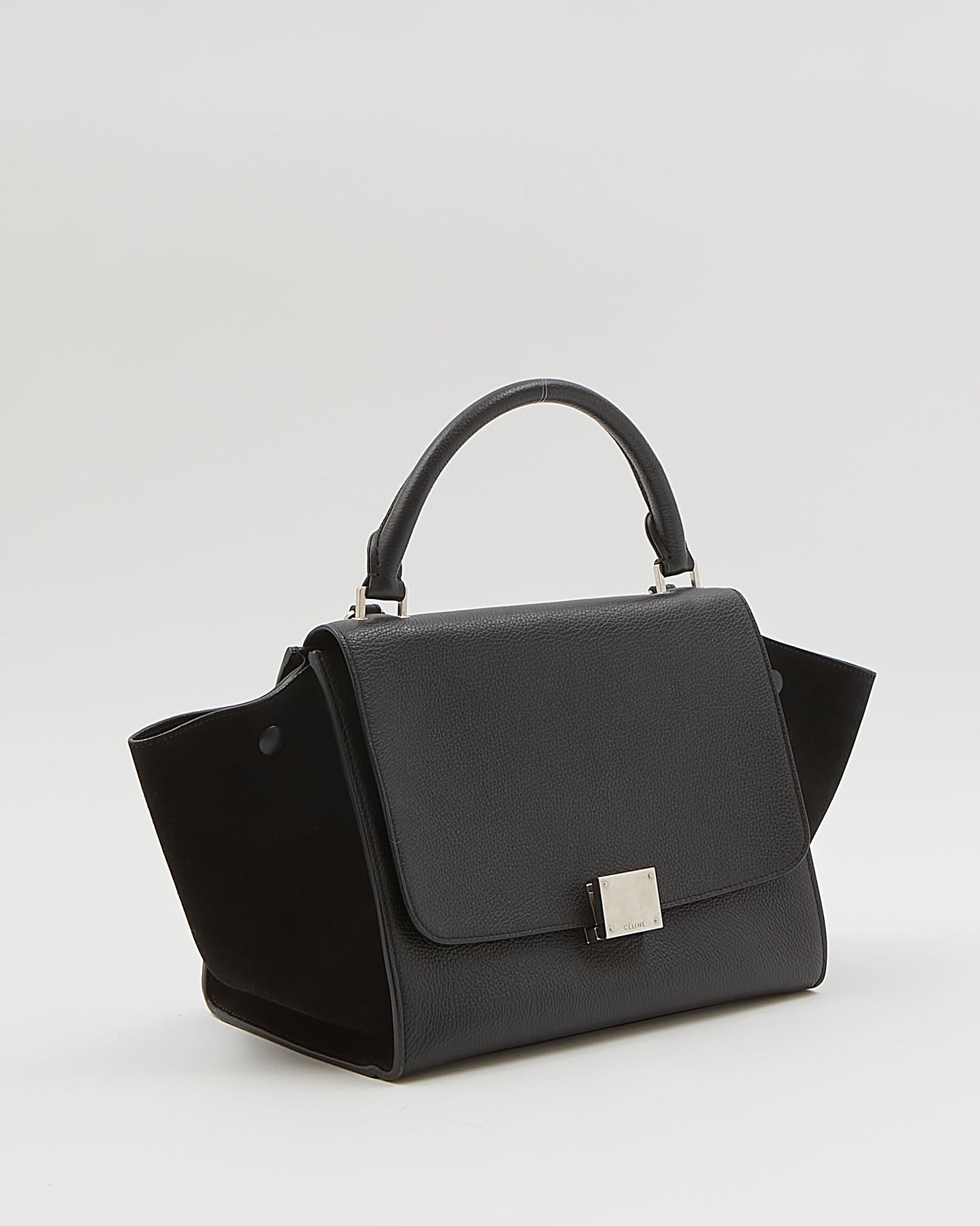 Celine Black Leather & Suede Small Trapeze Bag