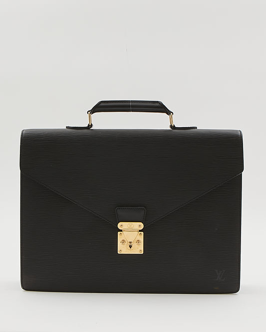 Louis Vuitton Black Epi Serviette Ambassadeur Briefcase Bag