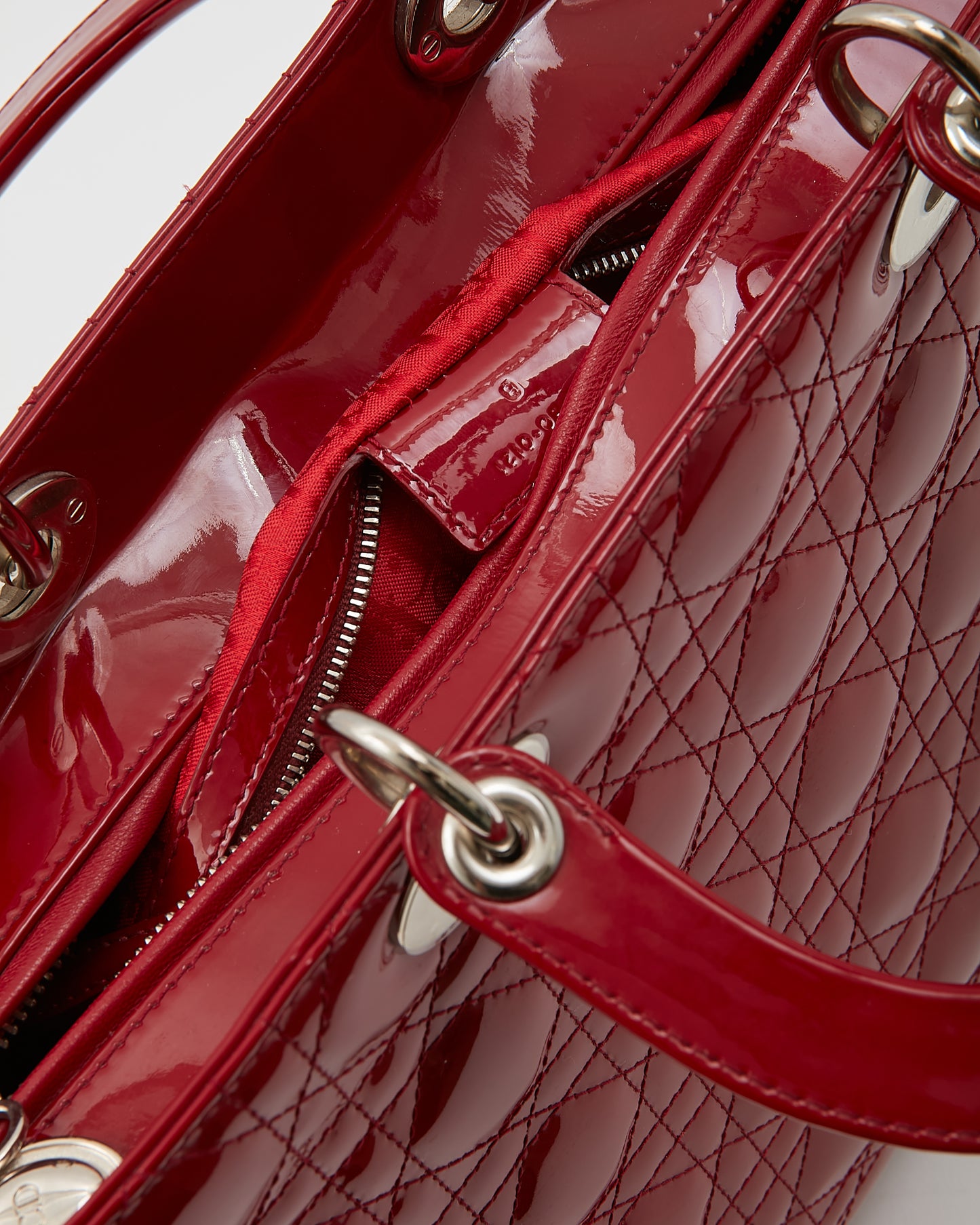 Dior Red Patent Cannage Large Lady Dior Bag