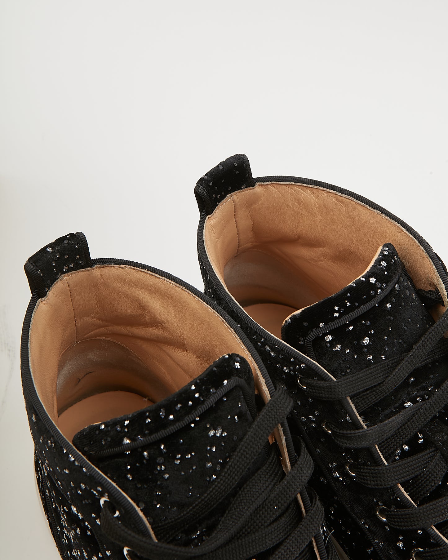 Louboutin Black Lou Spikes Orlato Flat High Top Sneakers - 45