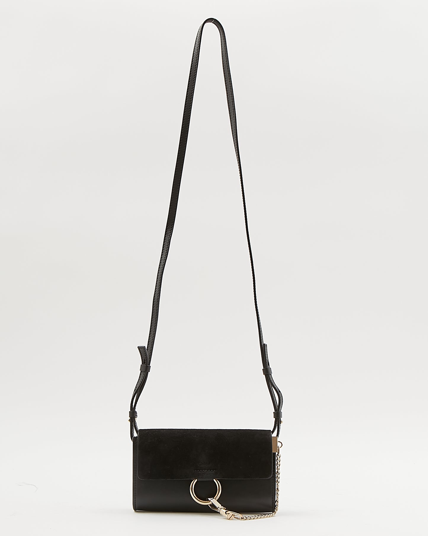 Chloé Black Leather & Suede Mini Faye Crossbody Bag