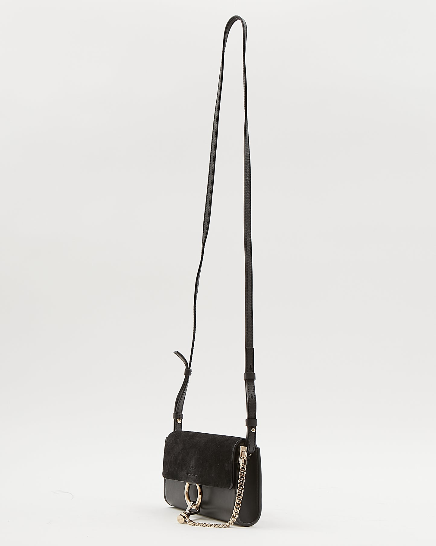 Chloé Black Leather & Suede Mini Faye Crossbody Bag