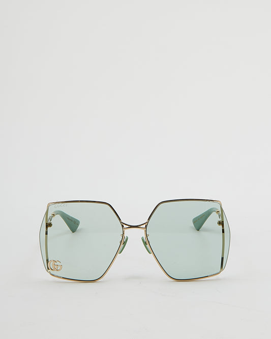 Gucci Teal Blue Tint Lense Square Oversized GG0817S Sunglasses