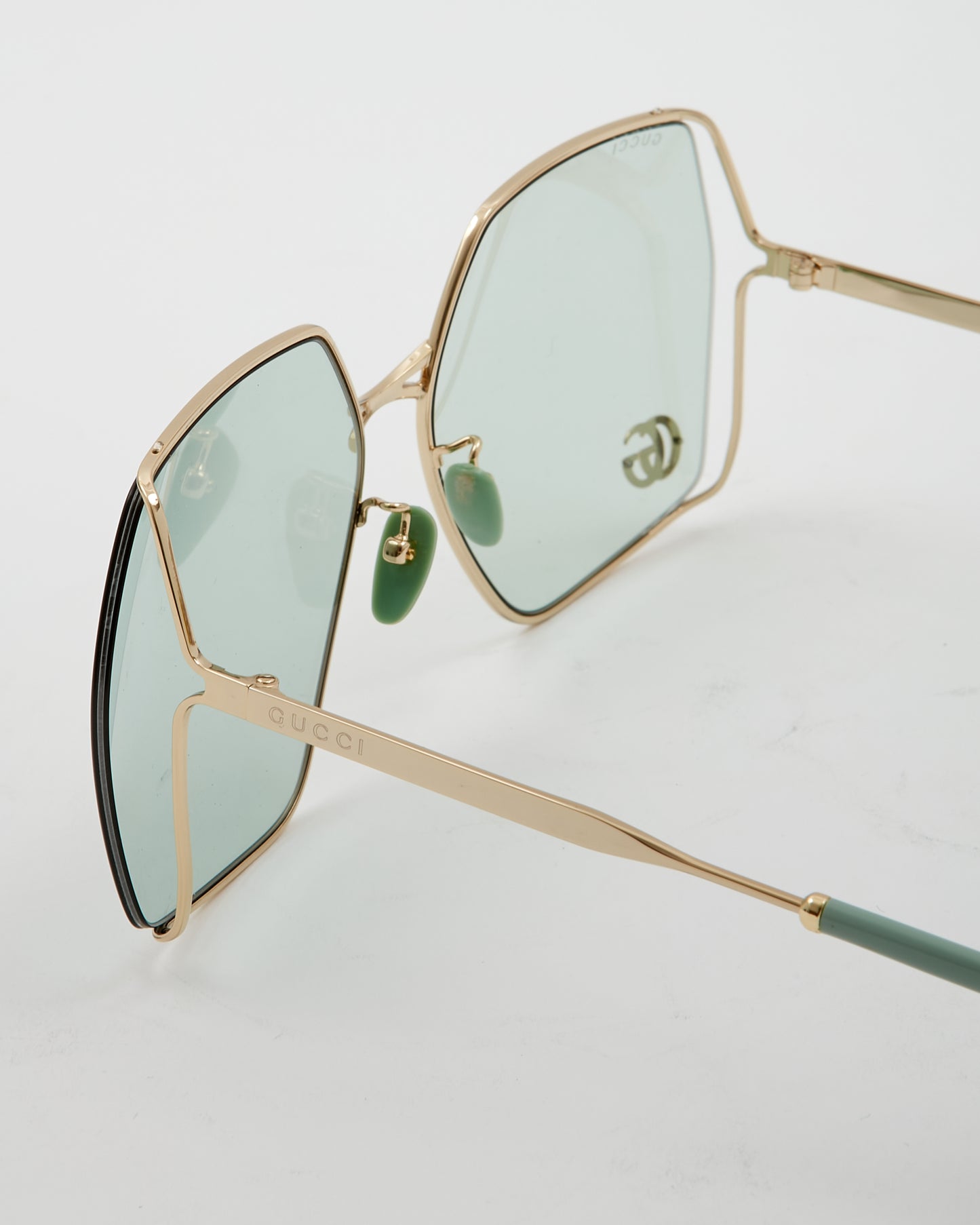 Gucci Teal Blue Tint Lense Square Oversized GG0817S Sunglasses