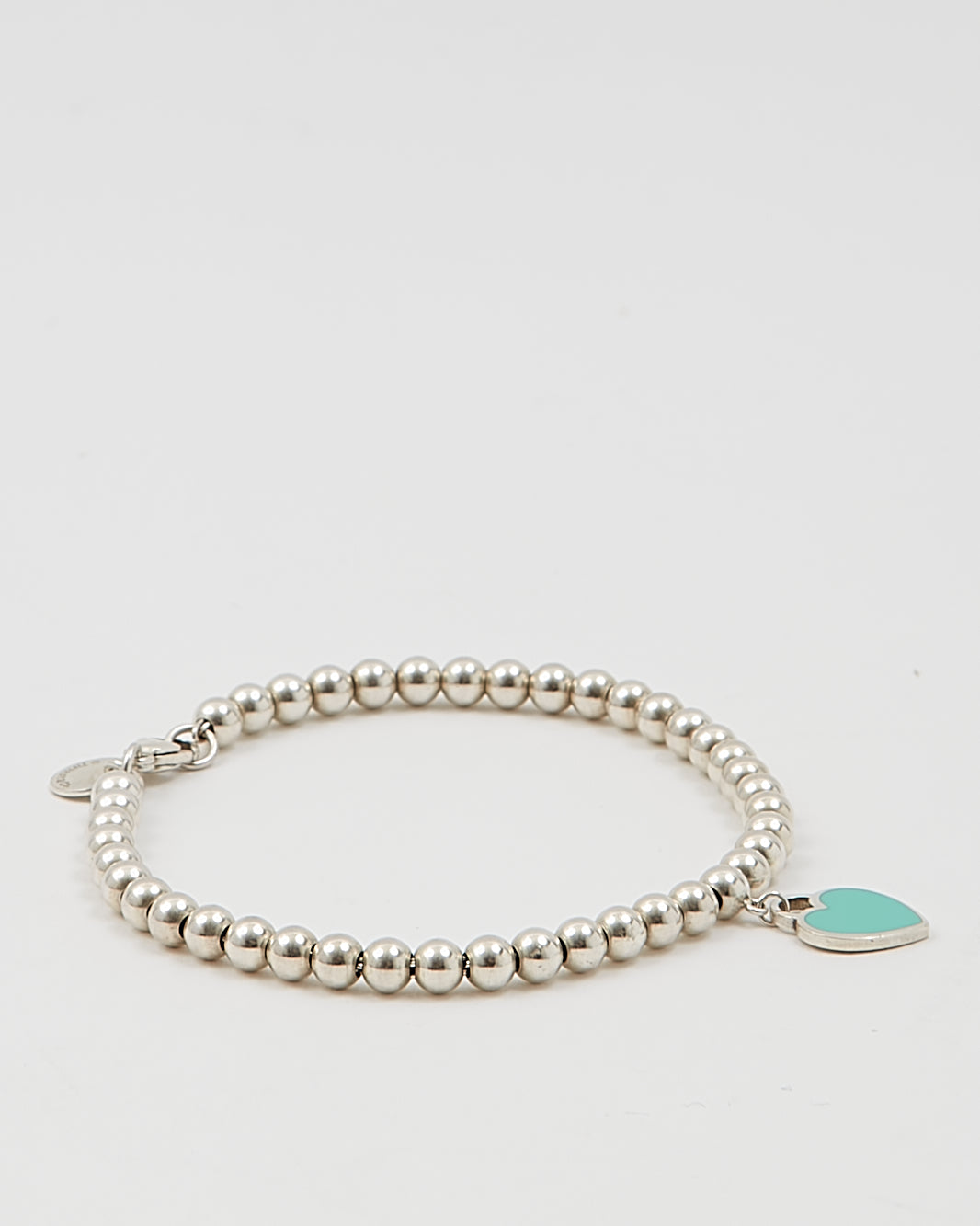 Bracelet étiquette cœur perlé Tiffany en argent sterling