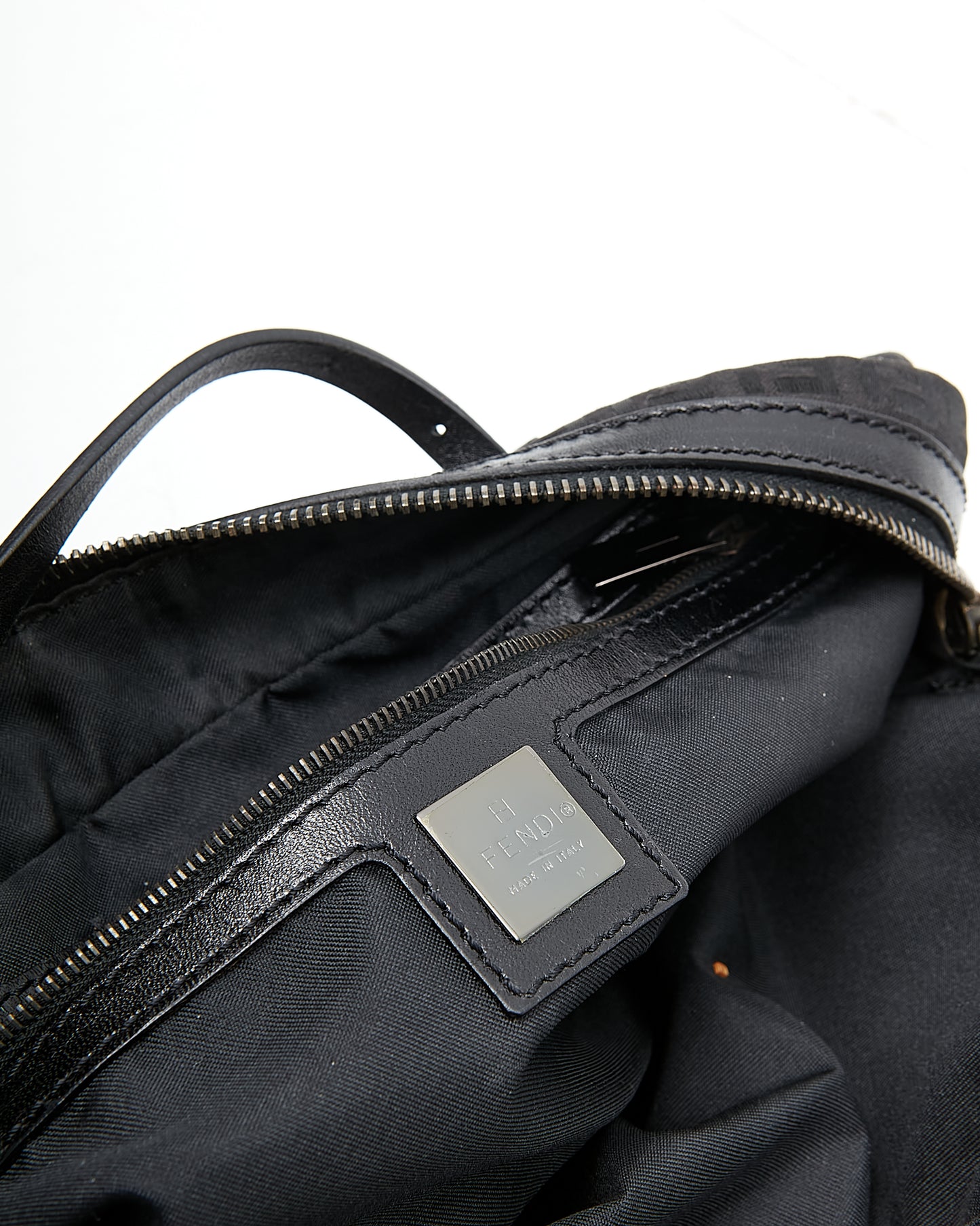 Fendi Black Zucchino Canvas Top Handle Shoulder Bag