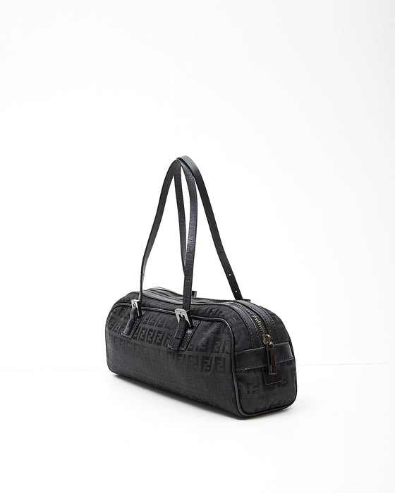 Fendi Black Zucchino Canvas Top Handle Shoulder Bag