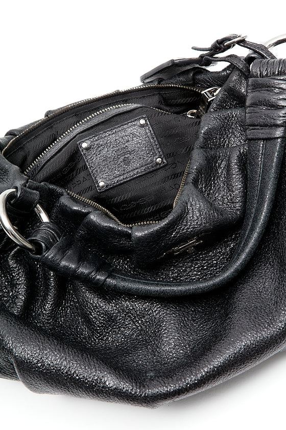 Prada Black Shiny Leather Shoulder Bag