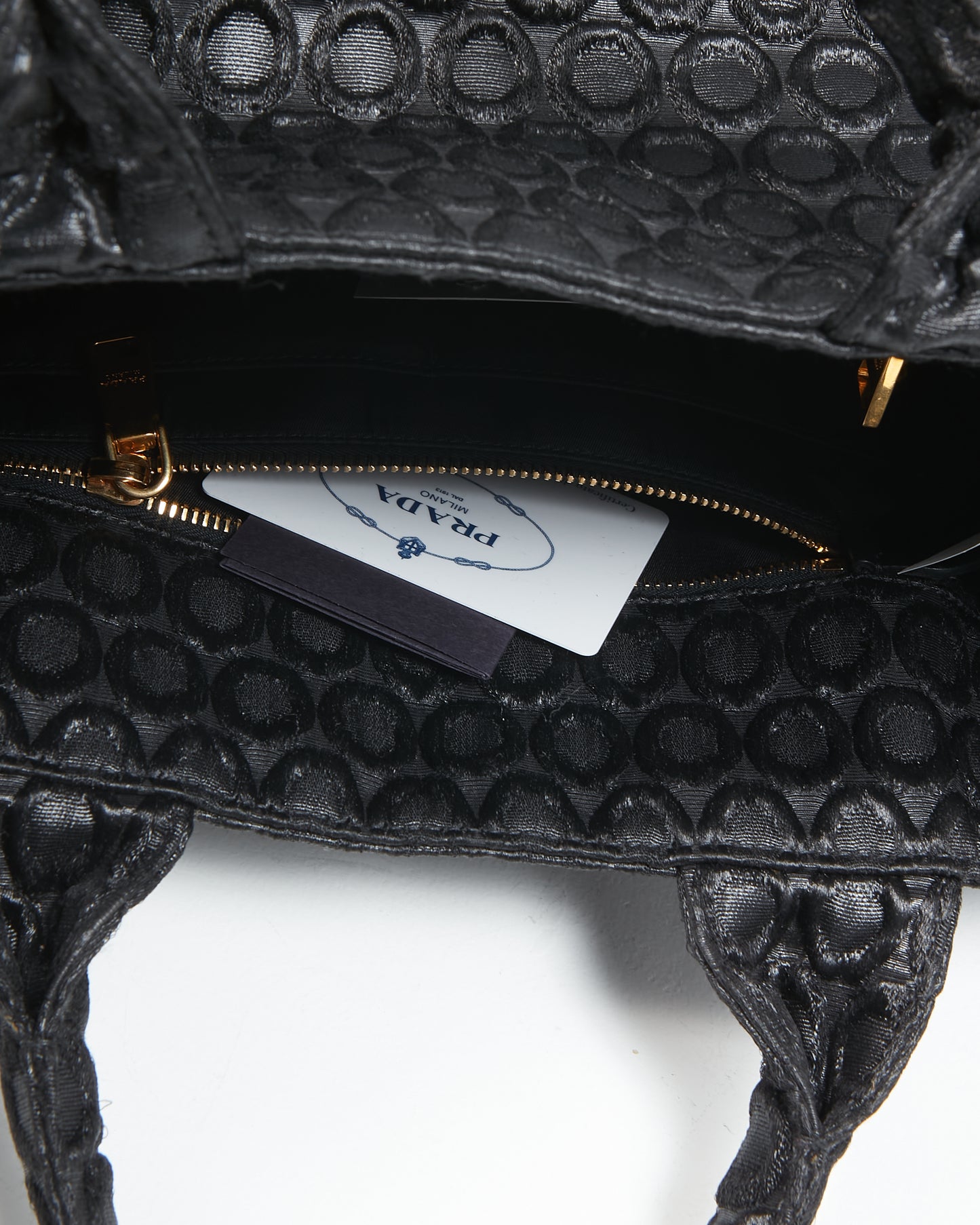 Prada Black Fabric Circular Print Canapa Bag