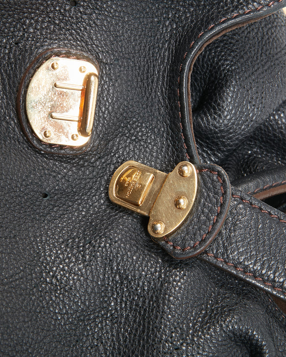 Louis Vuitton Black Perforated Leather Monogram Mahina XL Hobo Bag