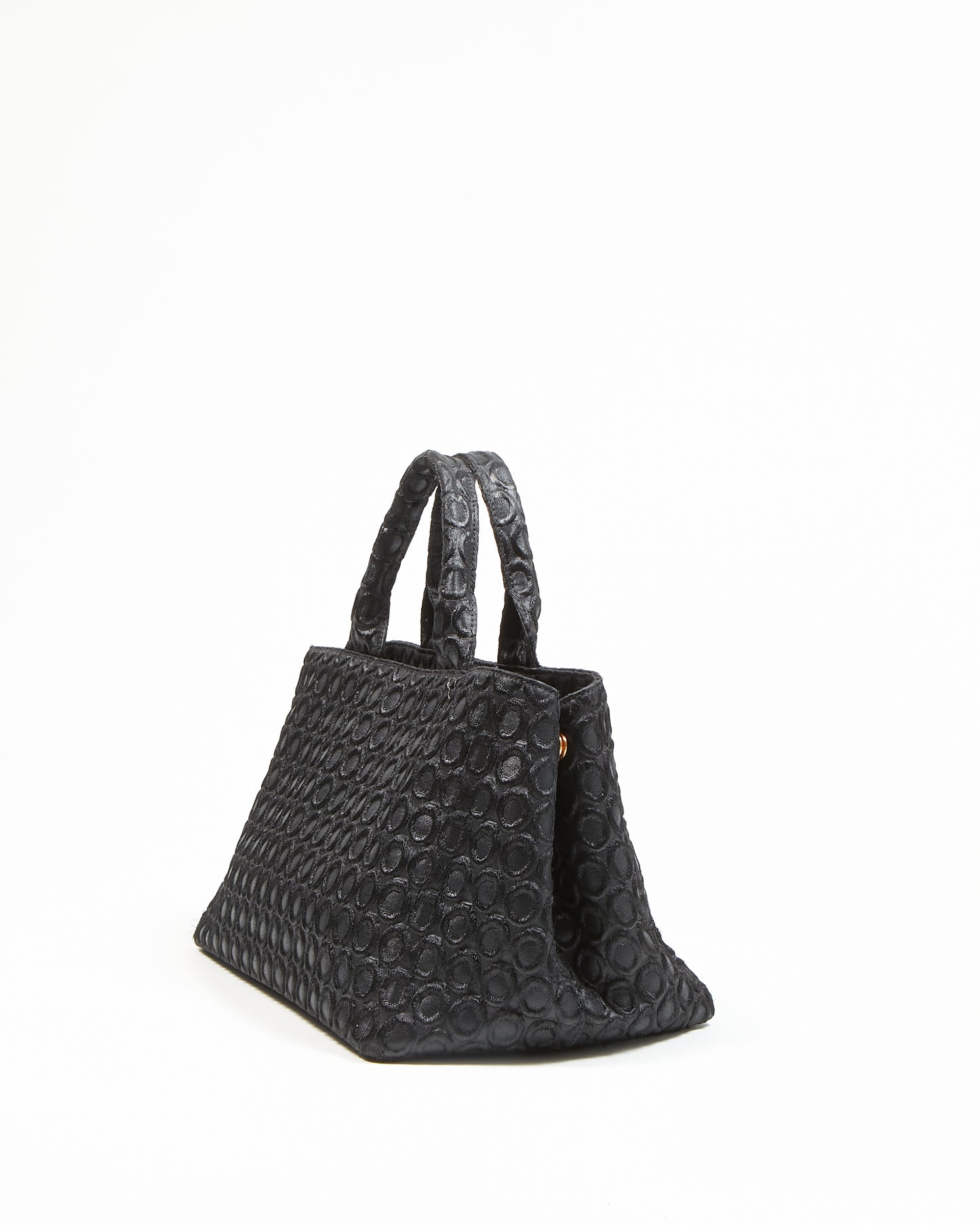 Prada Black Fabric Circular Print Canapa Bag